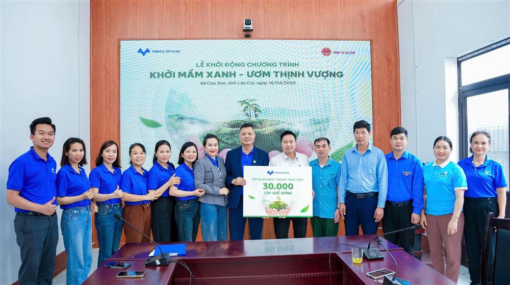 Meey Group trao tặng 30.000 c&acirc;y quế giống chất lượng cao tới b&agrave; con nh&acirc;n d&acirc;n x&atilde; Cao Sơn, tỉnh L&agrave;o Cai.