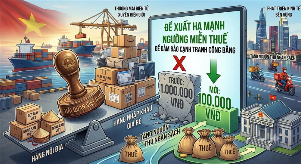 Đề xuất hạ mạnh ngưỡng miễn thuế với hàng nhập khẩu giá rẻ