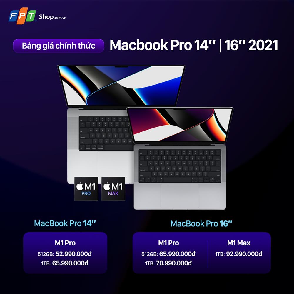 FPT Shop & F.Studio by FPT là chuỗi cửa hàng chính hãng đầu tiên mở bán Macbook Pro 14” | 16” 2021 vi xử lý M1 Pro & M1 Max